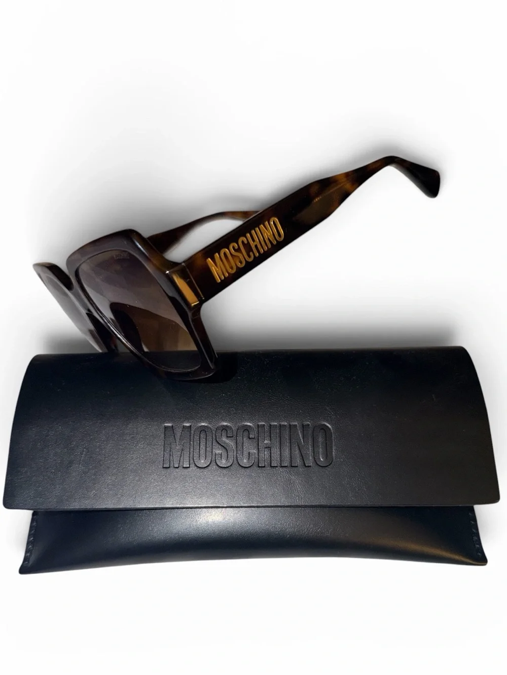 Moschino Tortoiseshell Square-Frame Sunglasses with Gradient Lenses